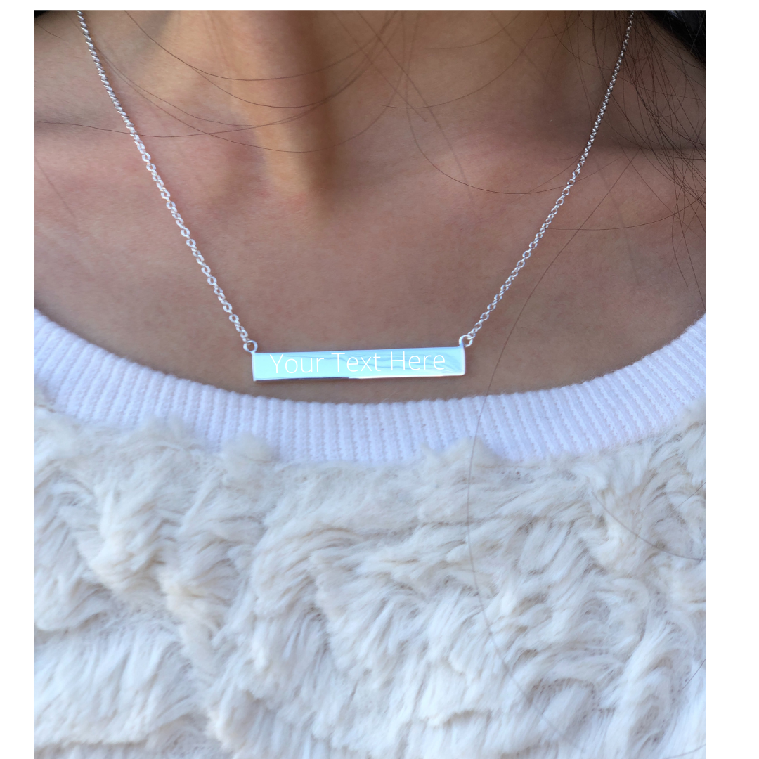 Custom bar necklace online silver